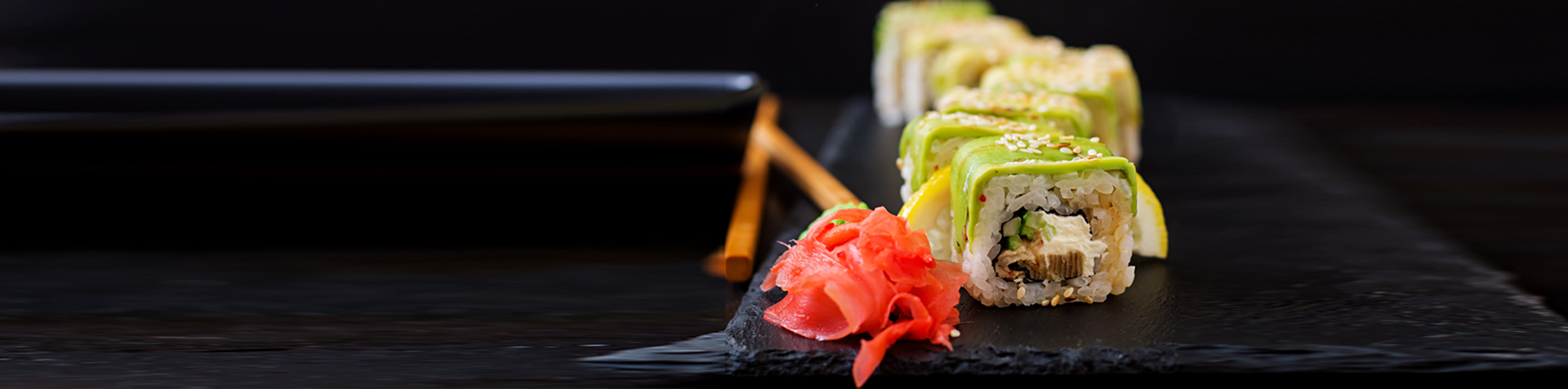 Beautifully plated sushi rolls at NORI Restaurant